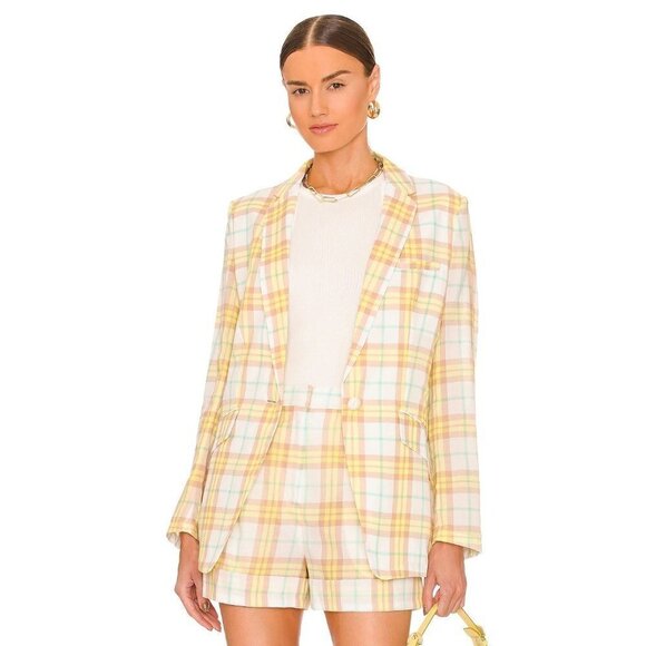Rag & Bone Margot Plaid Blazer in Yellow 6 Womens Jacket - Picture 1 of 16